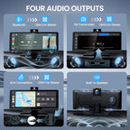 TECXERLLON 10,26 Zoll Wireless Carplay & Android Auto, Apple Car Play Display mit 4K Dashcam&1080P Rückkamera, Android Auto Display mit GPS Navigation, Mirror Link AUX FM 64G TF