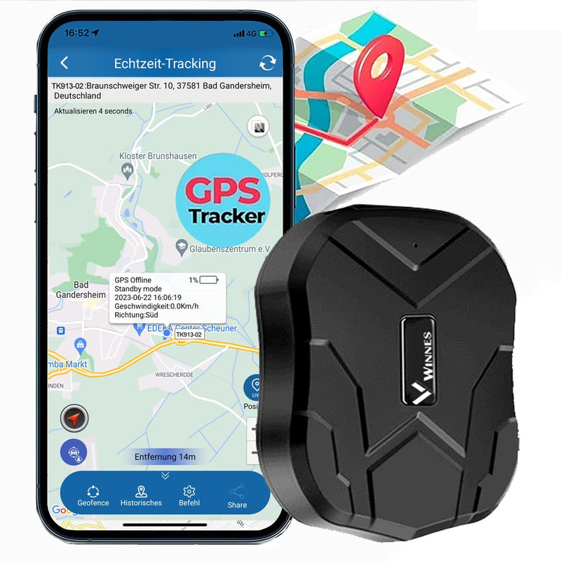 GPS Tracker 5000mAh GPS-Tracker 90 Tage Standby Wasserdicht Echtzeit Auto Tracker Starke Magnet Ortungsgerät für Motorrad LKW Diebstahlwarnanlage TK905
