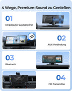 Krunia 9,26" Drahtloses Tragbarer Car Play Display mit 4K-Front- & HD-Rückfahr-Dual-Dashcam für Apple CarPlay & Android Auto mit OTA-Updates, Mirror Link, Bluetooth 5.0, Sprachsteuerung, GPS, FM