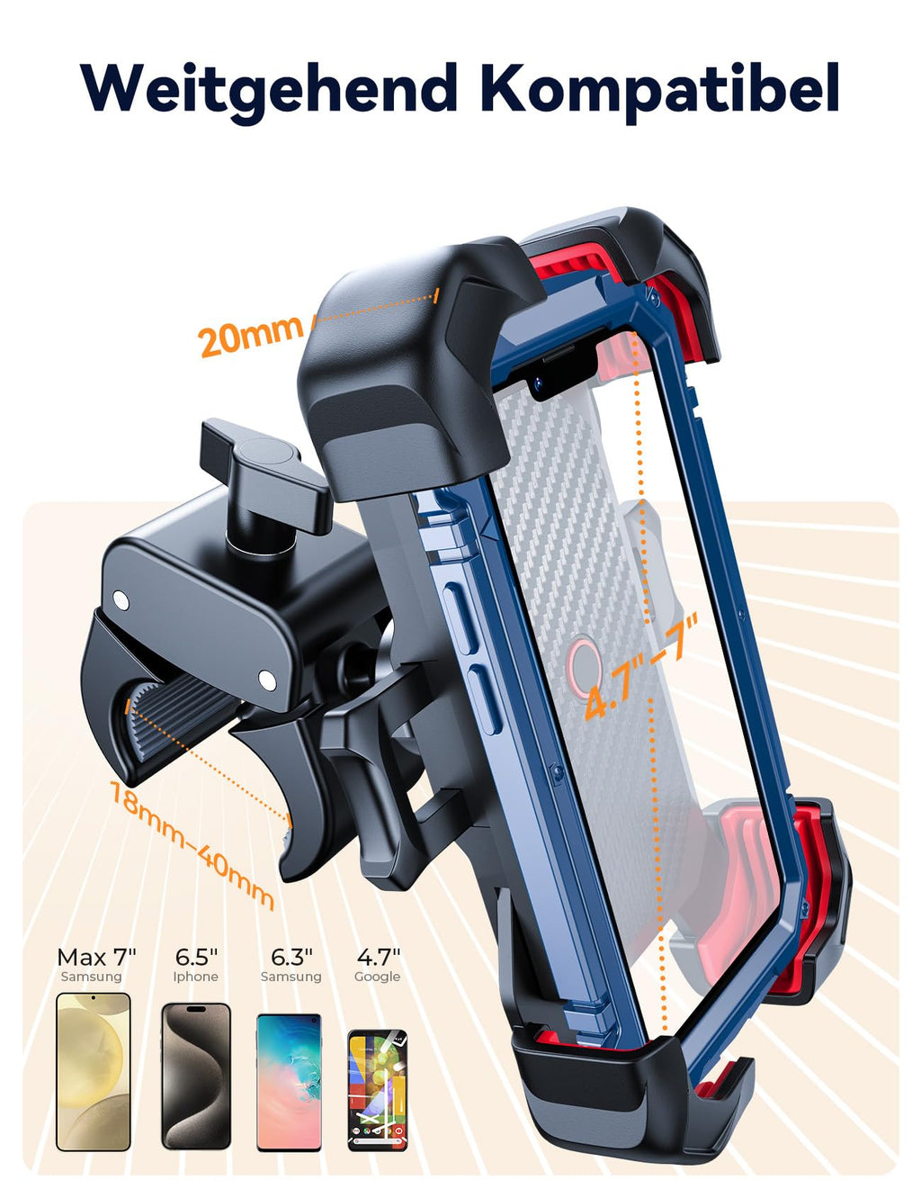 JOYROOM 2026 Handyhalterung Fahrrad, [1s Auto-Sperre][100mph Militär Anti-Shake] Handyhalterung Motorrad, [5s Install] Universal Lenker Holder für iPhone 17 Samsung S25, Alle 4,7‘’-7" Smartphone