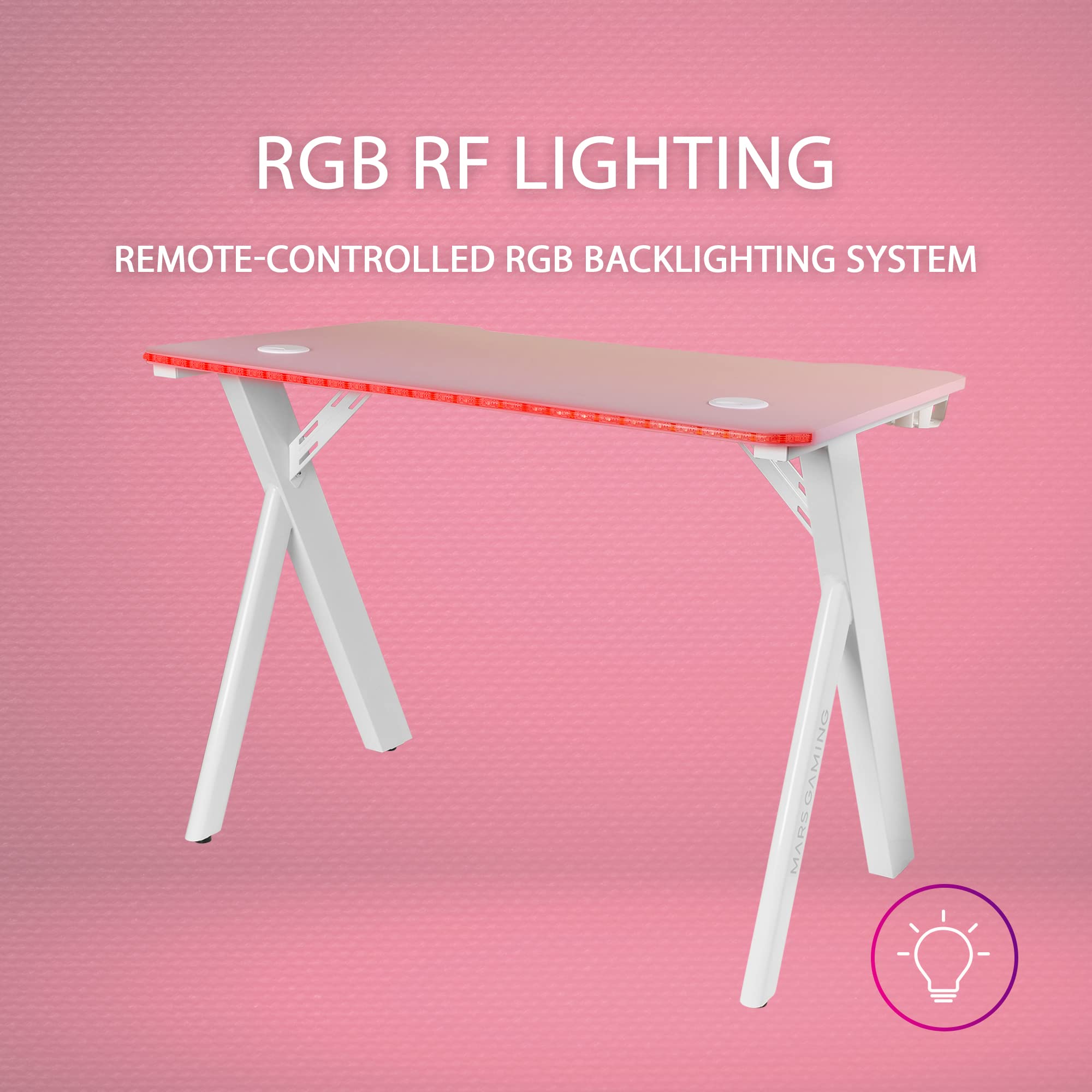 MARSGAMING Mars Gaming MGDXLRGB, Ergonomischer RGB Gaming Tisch, Headset+Flaschenständer, 160x60cm, Schwarz