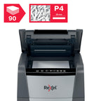 Rexel Optimum AutoFeed+ 90X Automatischer Aktenvernichter, 90 Blatt automatisch, Sicherheitsstufe P4, Partikelschnitt, für Zuhause / Home Office, 34 Liter Abfallbehälter, 2020090XEU