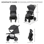Kinderkraft TRIG 3 Kinderwagen, Kinderbuggy, Liegewagen, Sportwagen, Buggy, Zusammenklappen, Breite und tiefe Sitz, mit Liegeposition, 4 Rad Dämpfung, Große Dach, 5-Punkt-Gurt, bis zu 25 kg, Grau