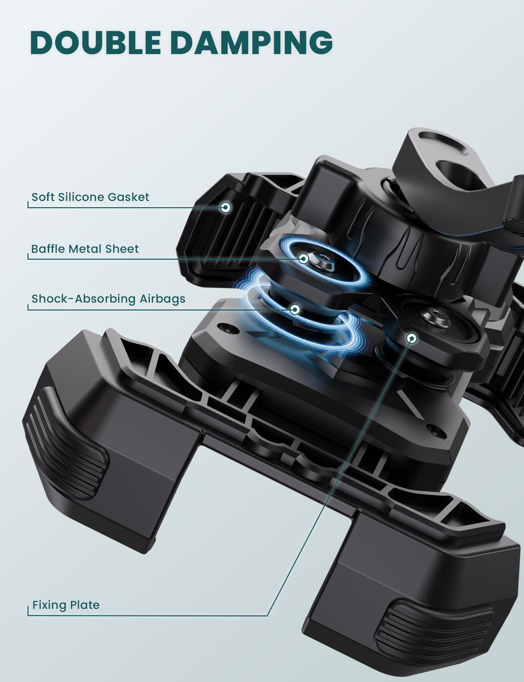 Grefay Motorrad Handyhalterung [Doppelt Vibrationsgedämpft] Universal Handy Halterungen für Motorrad Rückspiegel Mit 360 Drehen für 4,5-7,2 Zoll Smartphone
