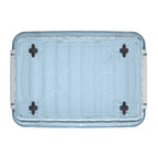 Cetomo 55L*6 Aufbewahrungsboxen, Rillen-verstärkte Kunststoffboxen mit Rollen & Deckeln, Stapelbare Aufbewahrungskiste, Ordnungsboxen für Zuhause und Büro, PP, Transparent Blau, 55L (6er Pack)