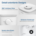 Levoit Top-Fill Luftbefeuchter, 23dB leise Humidifier für Schlafzimmer, Baby, bis 25H, Raumbefeuchter mit 360°Drehdüse für Kinderzimmer, Pflanzen, Auto Shut-off, 2,5 L, Weiß
