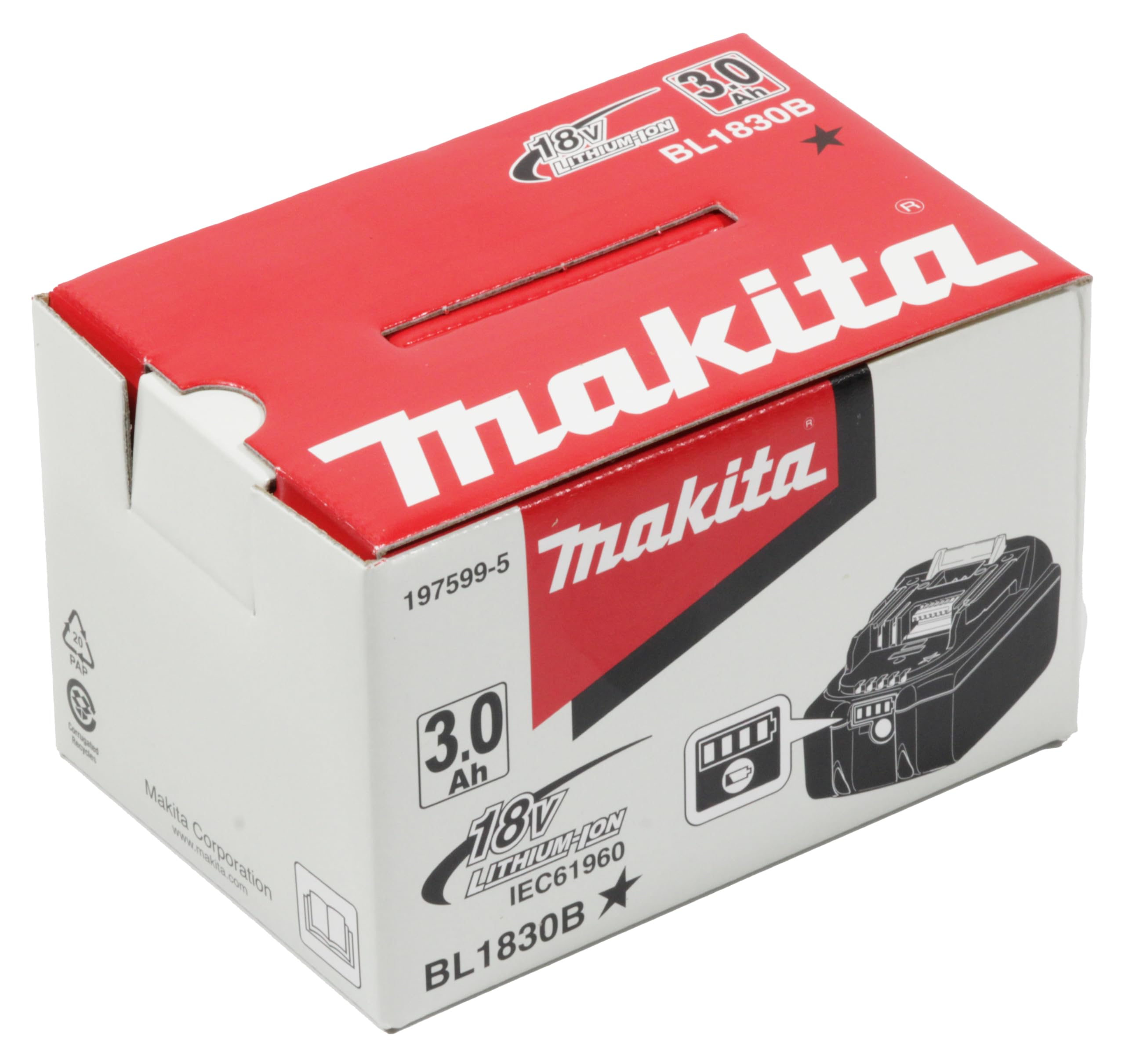 Makita 197599-5 Akku-BL1830B Li 18,0V 3Ah, 3 W, 18 V, M