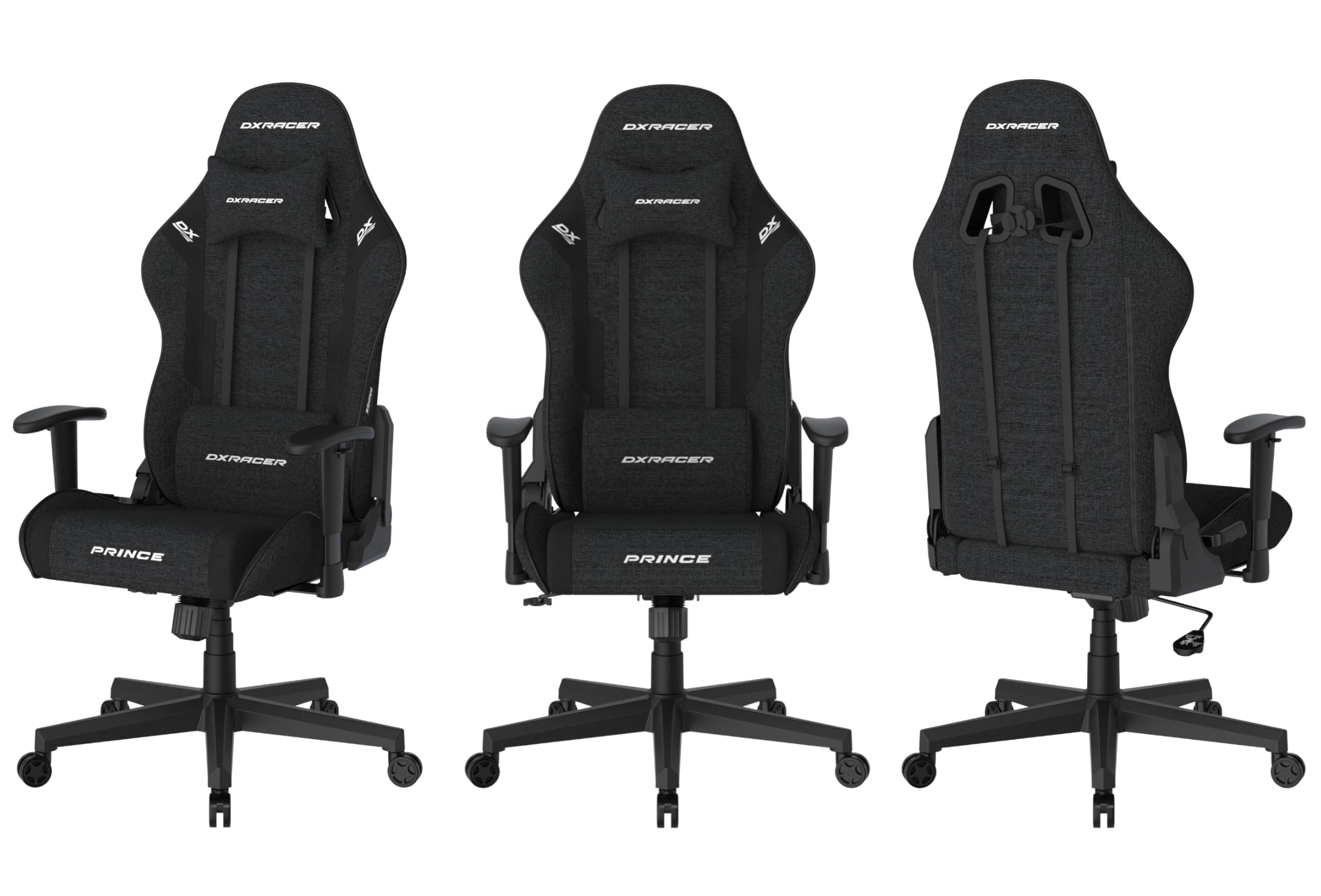 DXRacer Prince L PF132 Gaming-/ Büro-/ Schreibtischstuhl, mit Wippfunktion Gaming Stuhl Höhenverstellbarer Drehstuhl PC Stuhl Ergonomischer Chefsessel, schwarz