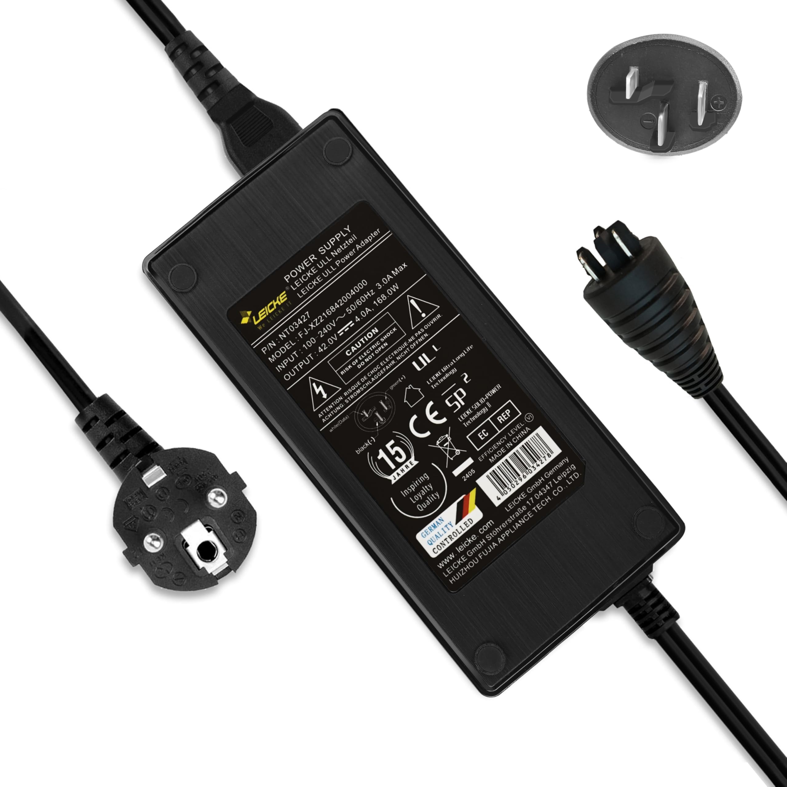 LEICKE Netzteil für Bosch e Bike Ladegerät 36V 4A 42V 4A Bosch Active Performance Line E-Bike Akku mit Active Line Plus Cargo CX(0275007907)