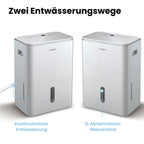 COMFEE' Luftentfeuchter Easy Dry 20L/Tag, 4 Modi, Luftbefeuchter angeschlossen, 3 l Tank, Wäschetrockner, Swing-Funktion, für Räume von 40㎡/100 m³, Weiß