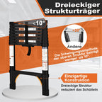 HBTower Teleskopleiter 2,6 m aus Aluminium, Klappbare Ausziehleiter mit Rutschfesten Füßen, Leicht & Stabil, Tragkraft 150 kg, Ideal für Heimwerker & Wohnwagen, Schwarz