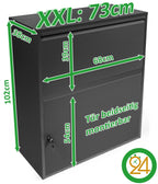 Ondis24 Korona Paketbox Postbox für Pakete, Päckchen, Warensendungen und Briefe mit Paketsafe (Schwarz, XXL 103 cm x 73 cm)
