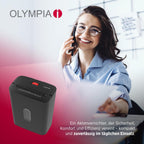 OLYMPIA PS 54 CC Pro Aktenvernichter | Papierschredder mit Partikelschnitt 4×38 mm | Schredder Aktenvernichter für Home Office | Shredder Papier 8-Blatt | Mit universal Aufsatz | Paper Shredder