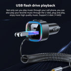 Aux Bluetooth 5.4 Adapter Auto Bluetooth Empfänger Klinke 3.5mm für Freisprechanruf und Wireless Musik Kompatibel Schnellladung AutoLadegerät 42W (PD 30W&QC 12W) HiFi-Stereo U-Disk RGB Umgebungslicht