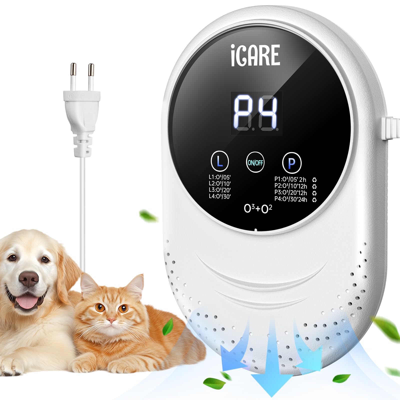 Ozongenerator, Geruchsvernichter für Zuhause und Katzentoilette, geruchsneutralisierer, Lufterfrischer, Ozon Geruchsentfernung für Badezimmer, Küche, Rauch, Autos, Haustiere, Formaldehyd und Geruch