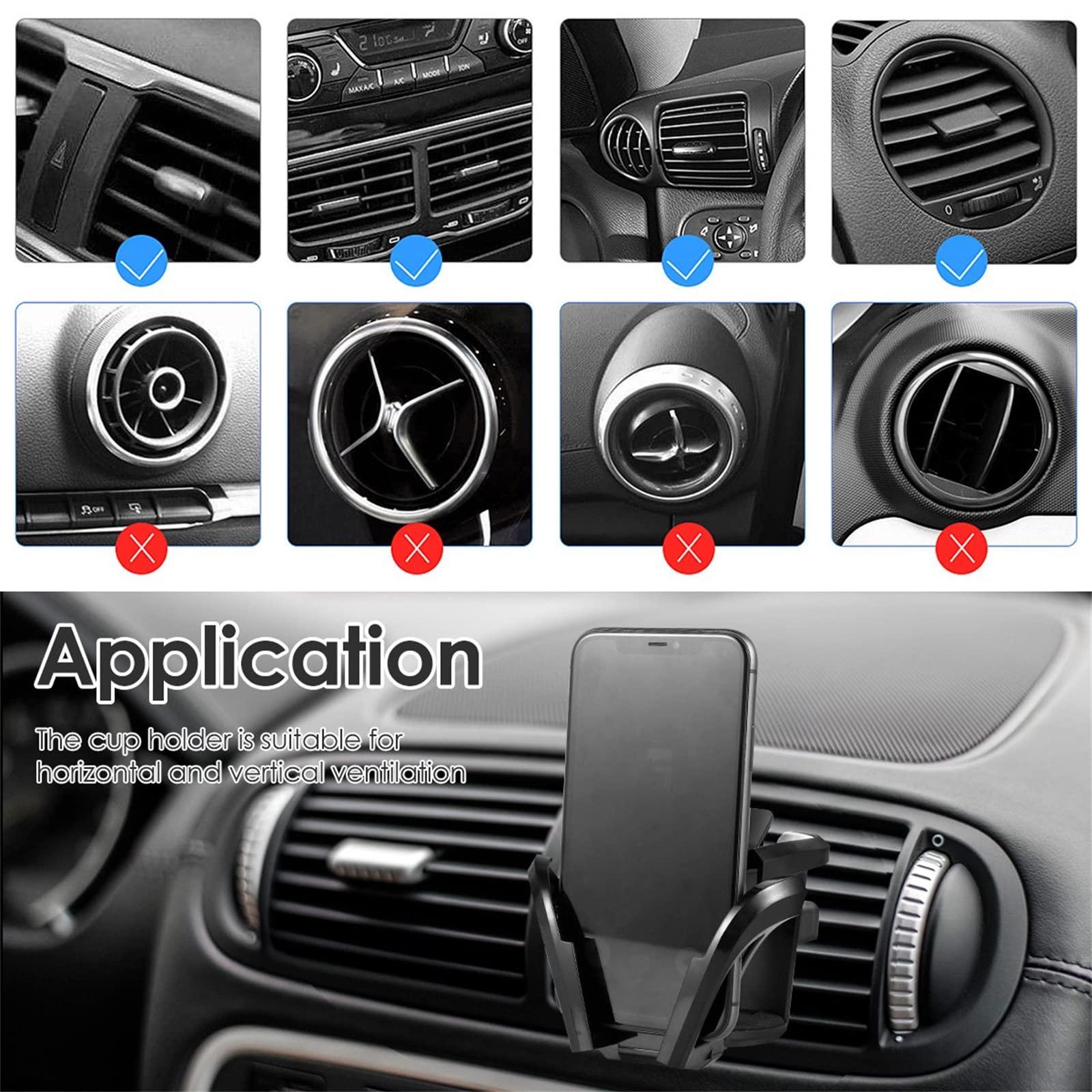 Universal KFZ Auto Getränkehalter/Becherhalter Handyhalterung/Multifunktion 2 in 1 Flaschenhalter Kaffee Handy Halterung Verstellbare Auto Lüftungshalterung (Silber)