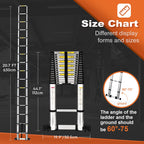 HBTower Teleskopleiter 6,3 m mit Stabilisator, Klappbare Profi-Ausziehleiter aus Aluminium mit Rutschfesten Füßen, Extra Hoch & Stabil, Tragkraft 150 kg, Ideal für Handwerker & Fassadenarbeiten