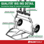 ATHLON TOOLS Schwerlast-Sackkarre klappbar 150 kg TÜV geprüft – Aluminium, große kugelgelagerte Räder mit Soft-Laufflächen, 2 Expanderseile