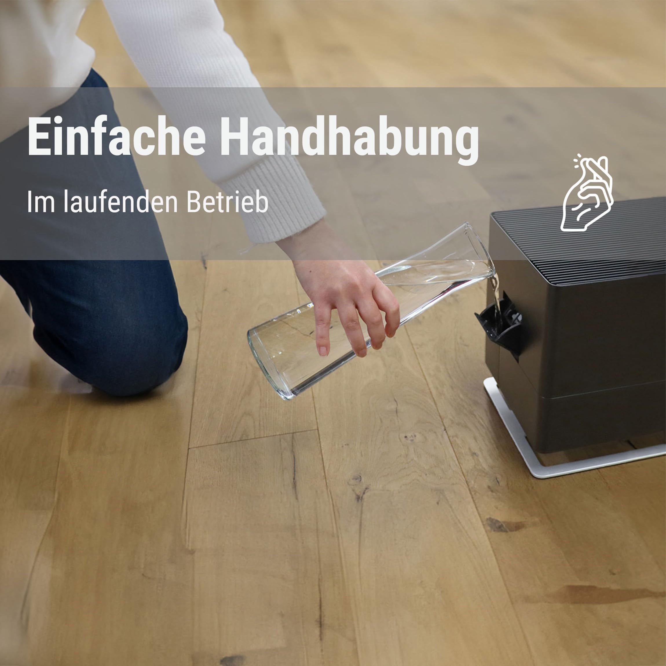 Stadler Form Luftbefeuchter Oskar big, energiesparender Raumbefeuchter für Räume bis 100 m² / 250 m³, Verdunster mit Abschalt-Automatik, dimmbare LEDs, sehr leise, schwarz