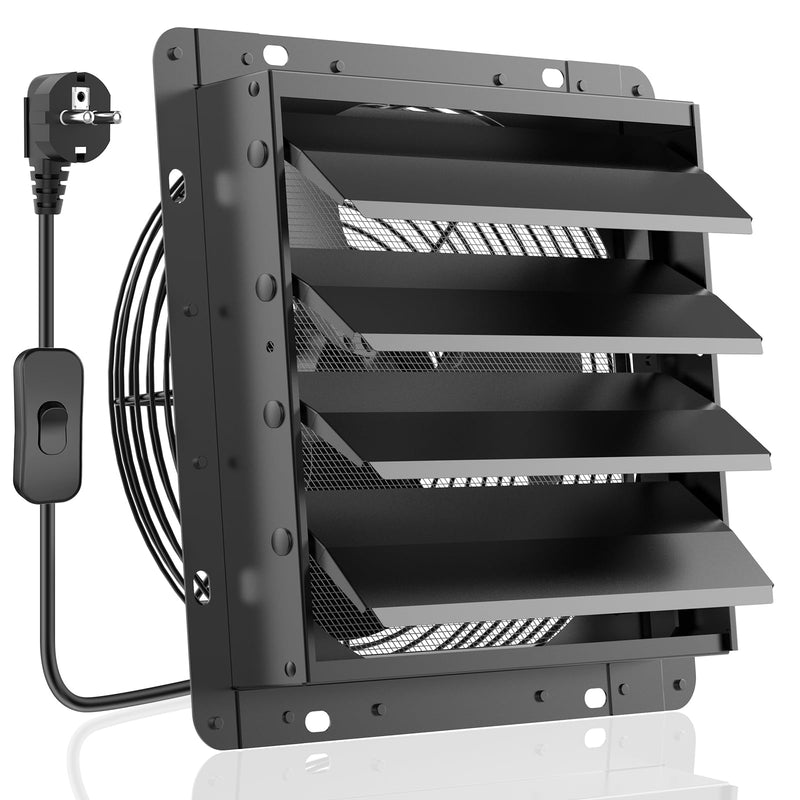 HG Power 350mm Abluftventilator Industrie Wandventilator 1500m³/h Wandlüfter mit Maschensieb Auspuffventilator mit EU-Stecker Aluminium Fensterventilator für Keller Garage Küche