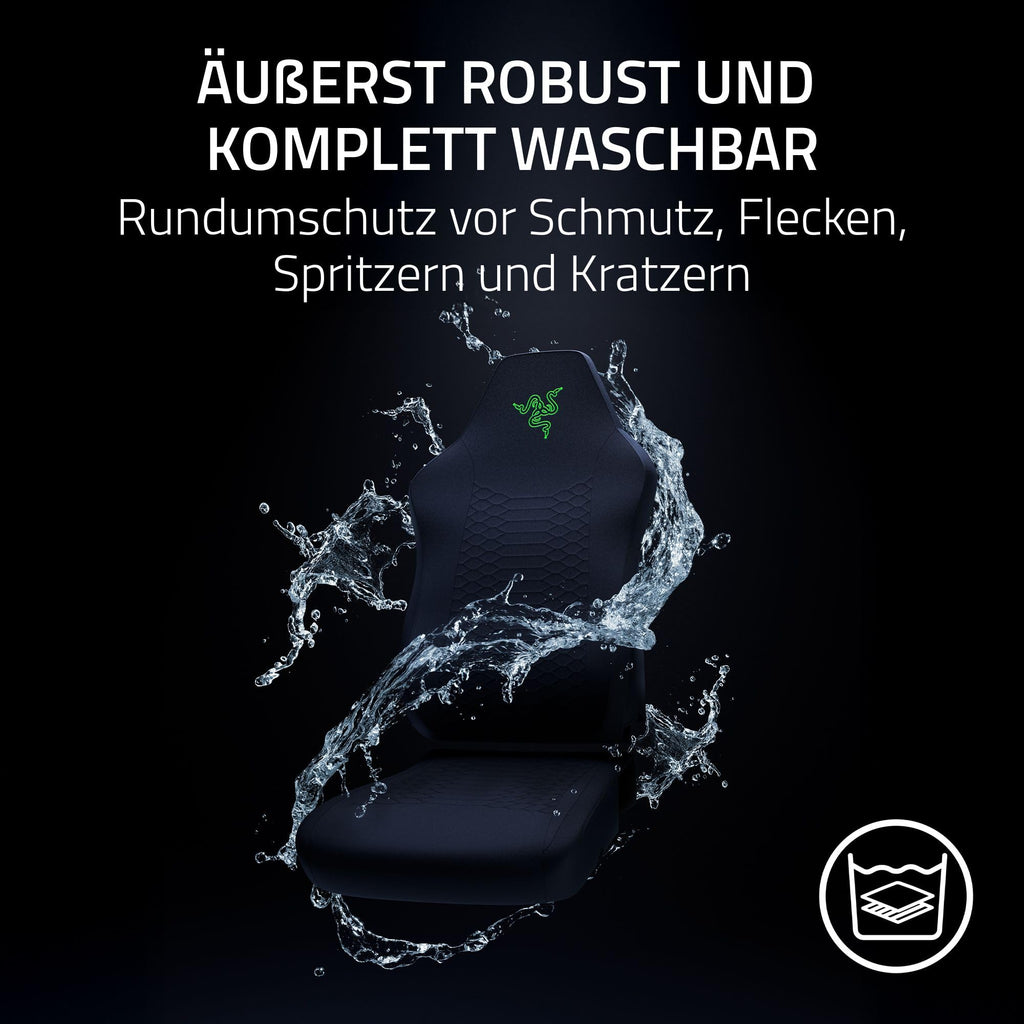 Razer Gaming Chair Sleeves - Designt Iskur V2 X - robust und komplett waschbar - Schutz vor Schmutz und Flecken (2-teilige Design Bezüge für Rückenlehne & Sitzfläche) Schwarz