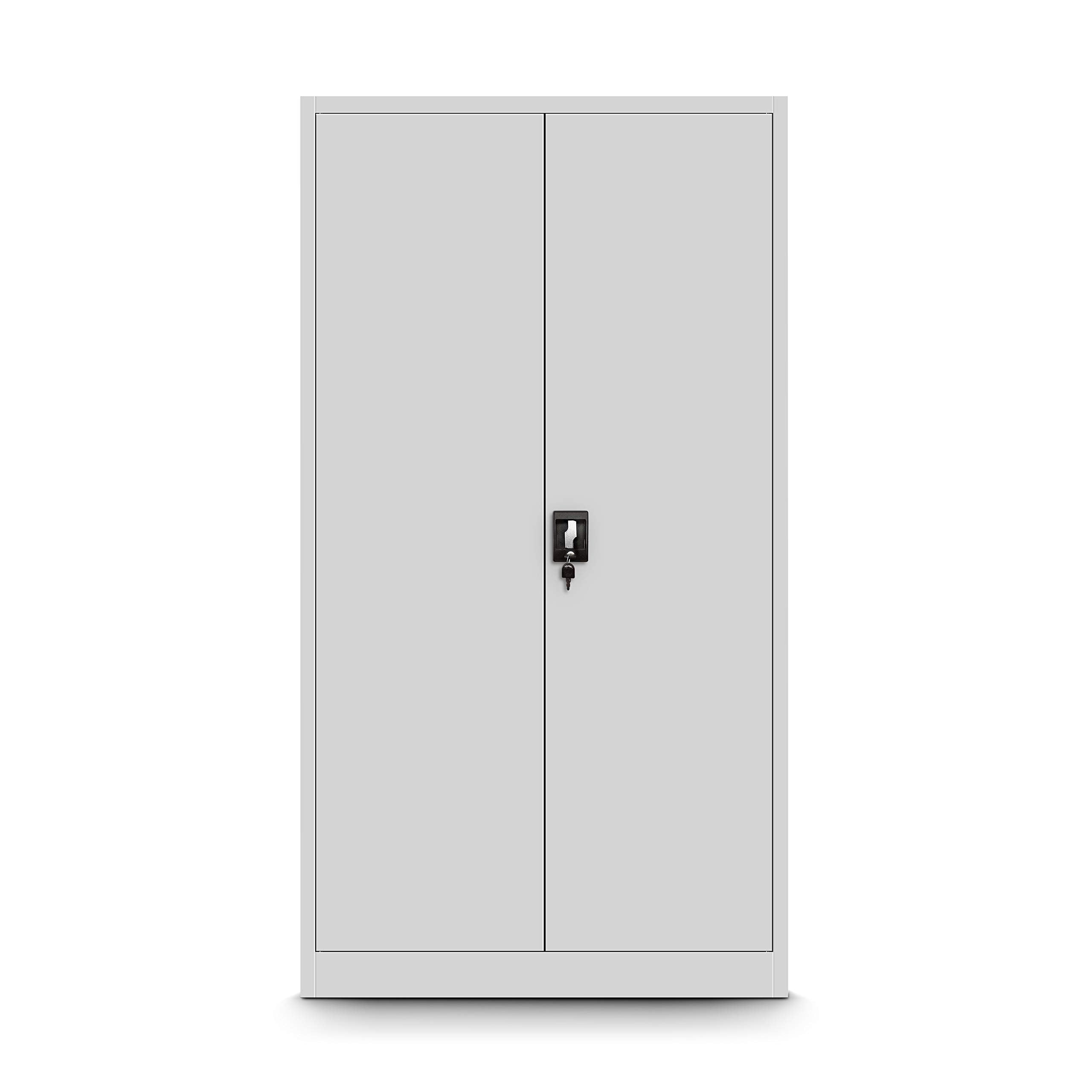 Jan Nowak Aktenschrank mit Geheimfach C001D Metallschrank Büroschrank Stahlblech Pulverbeschichtung Werkzeugschrank Büroschrank 185 cm x 90 cm x 45 cm grau/grau