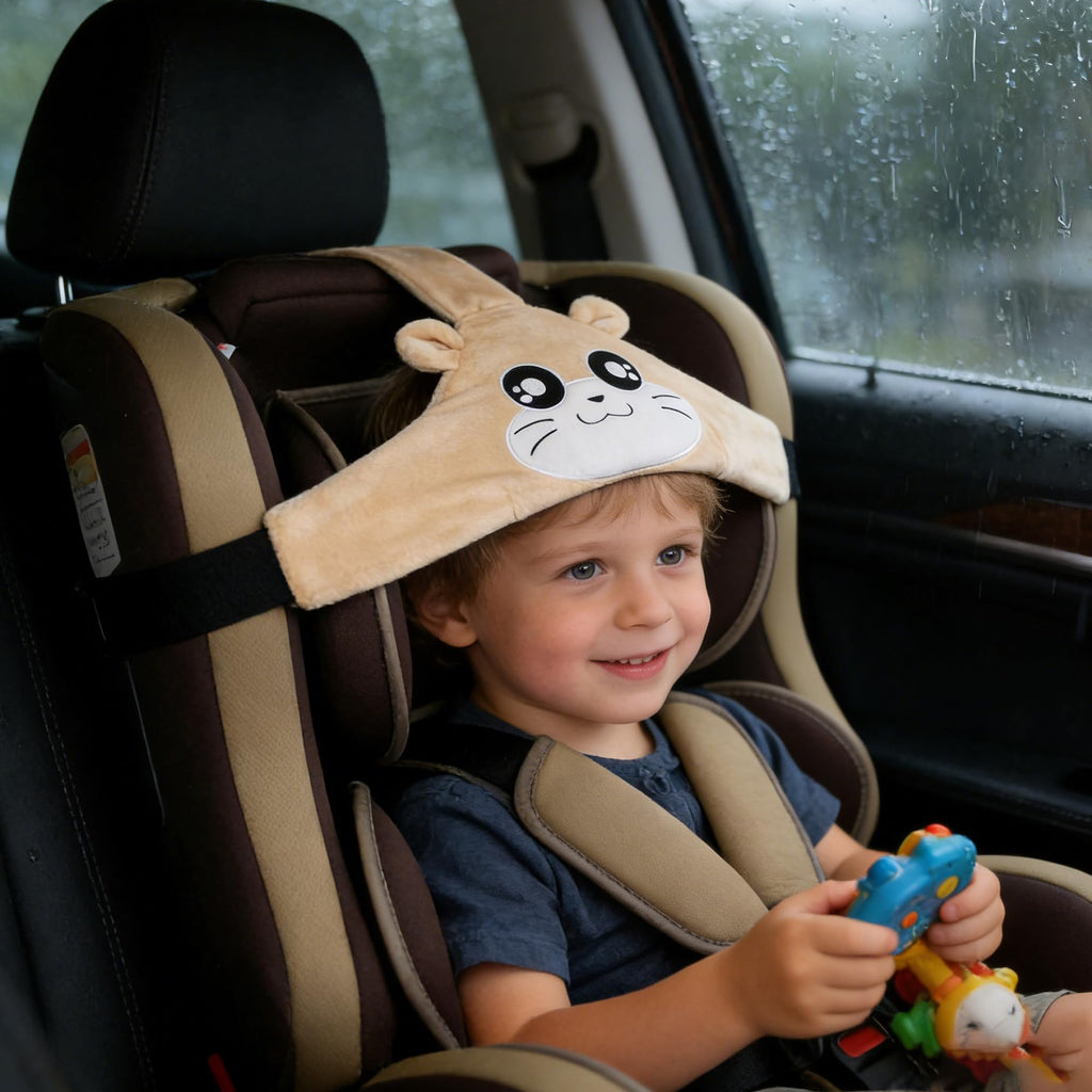 MINGZE Baby Autositz Kopfunterstützung, Auto Sicherer und gemütlicher Schlafpositionierer, Einstellbar Sicherheitssitz Befestigungsgurt, Protektor Kopfstütze Nackenstütze für Kinder Baby (Blau)