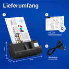 Epson Wi-Fi Scanner ES-C320W, kompakter A4 Business Scanner mit geringem Stromverbrauch, Duplex-Einzugscanner mit vielseitiger Medienverarbeitung, schwarz