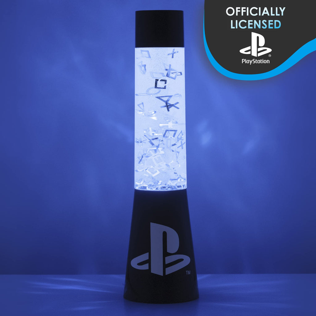 PlayStation Glitzer Flüssigkeitsfluss-Lampe mit schwebenden Controller-Icons - Offiziell lizenziertes Sony Merchandise, Gaming-Raum-Nachtlicht, Schlafzimmerdeko, Black