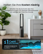 Pro Breeze 101cm rotorloser Ventilator - Ventilator oszillierend mit Fernbedienung, LED Display, 6 Geschwindigkeiten - Turmventilator sehr leise, 5 Betriebsmodi, Auto 60° Oszillation, 7h Timer