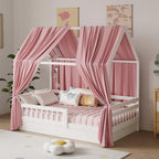 Zdada Hausbett Himmel, Betthimmel Hausbett Musselin mit 2 Stück Betthimmel, Stoffhimmel für Hausbetten Mädchen Jungen Baldachin Kinderbett Kinderzimmer Deko -67 x 270 cm Rosa