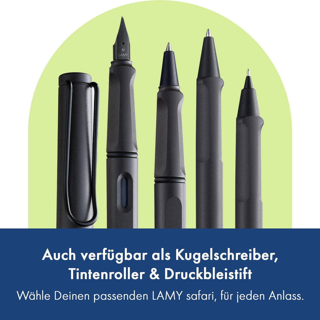 Lamy safari umbra Füller - Füllhalter mit ergonomischem Griff & schwarzer Stahlfeder in Strichbreite M - robuster ASA-Kunststoff - inkl. Tintenpatrone T 10 blau - Rechtshänder