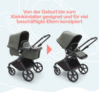 Bugaboo Fox Cub Kinderwagen für jedes Gelände, leichter und stabiler Kinderwagen, strapazierfähiges Design und extragroßes Sonnendach, einteilig und selbststehend faltbar, Forest Green