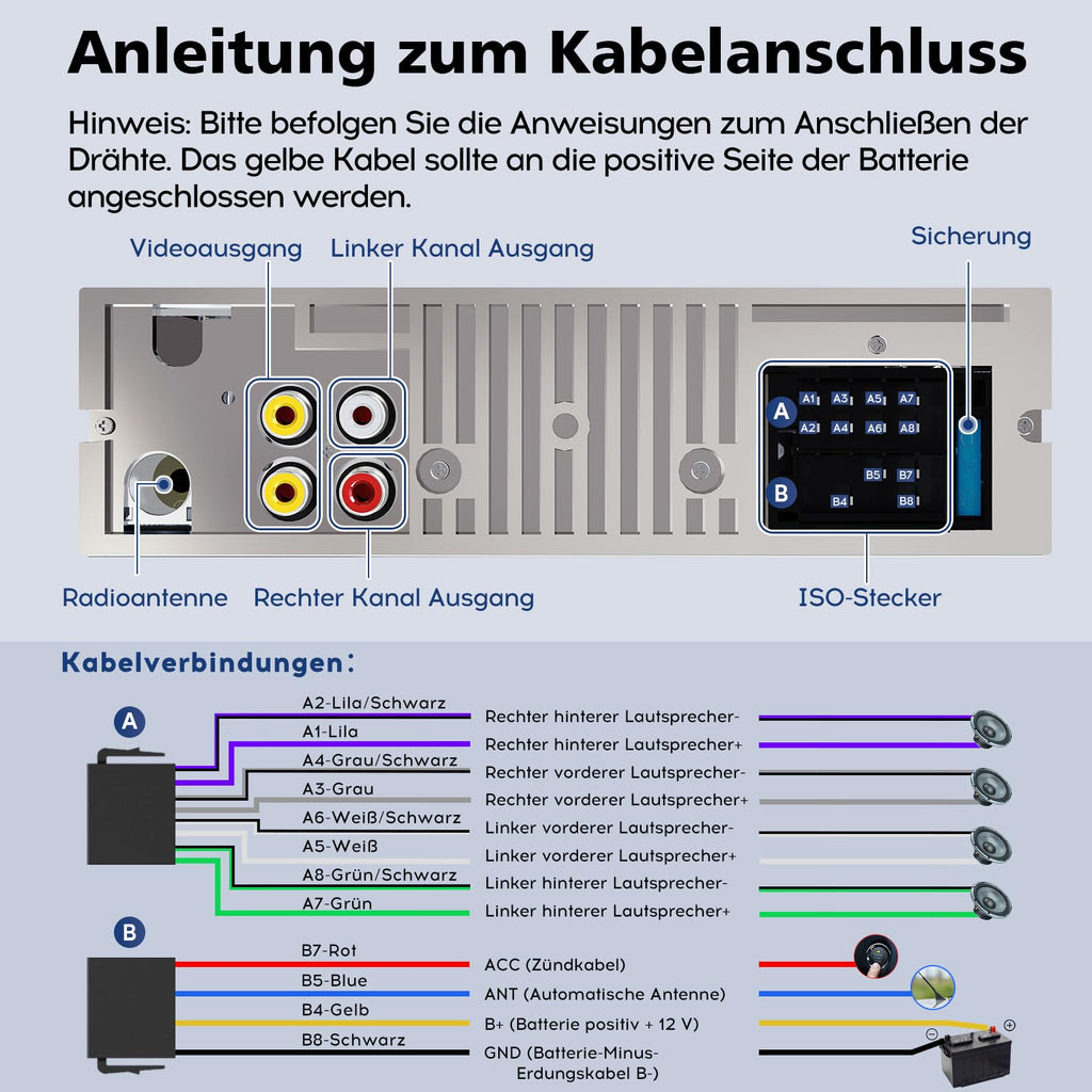 9-24V Autoradio mit CD DVD Player und Bluetooth Freisprecheinrichtung,RDS 1DIN Autoradio 7 Farben MP3 Player FM/AM Radio mit 2 USB SD/AUX/Lenkradfernbedienung