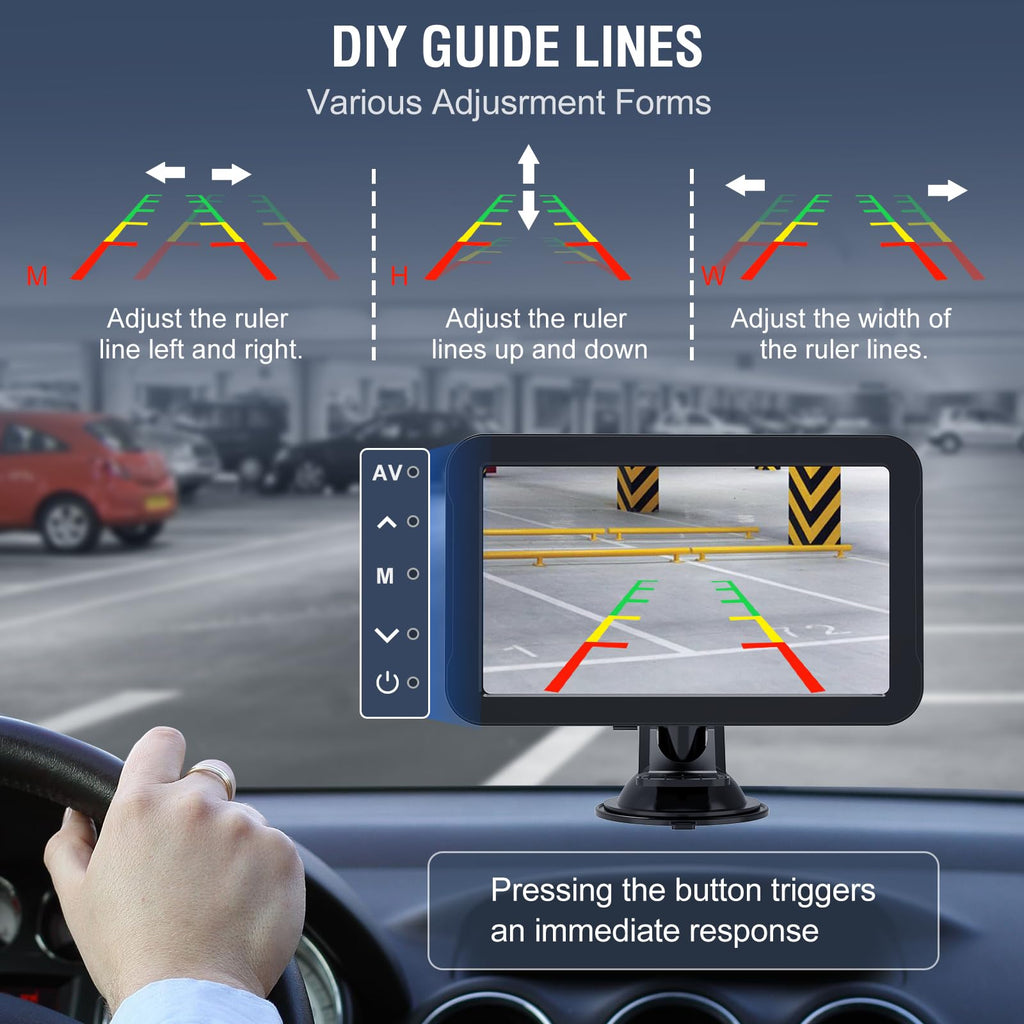 PARKVISION Rückfahrkamera Auto mit Nachtsicht, Rückfahrkamera Nachrüsten System mit 7" LCD Auto Monitor, Rückfahrkameras Kabel 12V-24V für Wohnmobil, Wohnwagen, LKW, PKW, SUV, Pickups