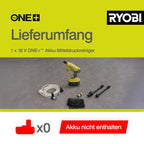 RYOBI 18 V ONE+ Akku-Mitteldruckreiniger RY18PW22A-0, 3in1 Düse, Turbodüse, 15°-Fächerstrahl für die allgemeine Reinigung, ohne Akku & Ladegerät
