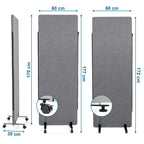 hjh OFFICE Mobile Akustik Trennwand einzeln 177 x 60 cm FLEXMIUT Stoff Dunkelgrau Raumteiler Mittelpanel mit Rollen & Gleiter 891007
