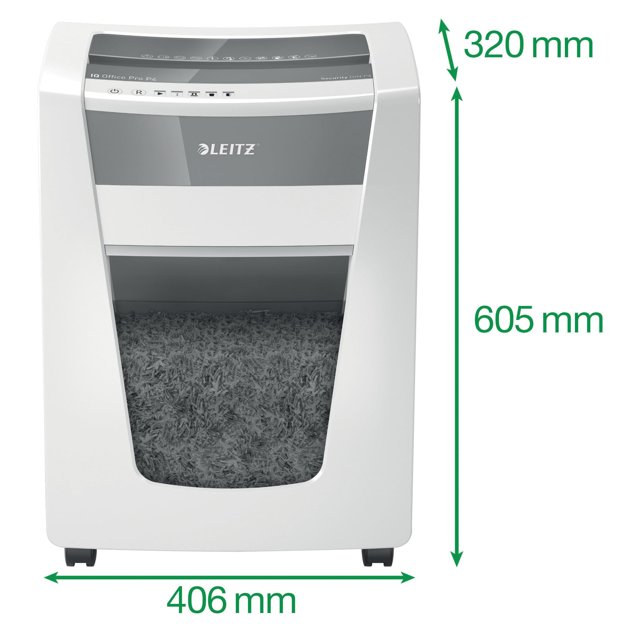 Leitz IQ Aktenvernichter Office Pro, Partikelschnitt Sicherheitsstufe P4, 22-20 Blatt (70-80 g/m²), TÜV+GS zertifiziert, 4 Stunden Dauerbetrieb, 30L Behälter, Sehr leiser Schredder für Büro, 80050000