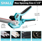SHALL 2,5 Zoll (63 mm) Kunststoff-Rohrschneider, PVC-Schneider, Ratschen-Rohrschneider zum Schneiden von PEX-, PVC- und PPR-Kunststoffschläuchen mit 63 mm Außendurchmesser, hochwertiges Kunststoffrohr