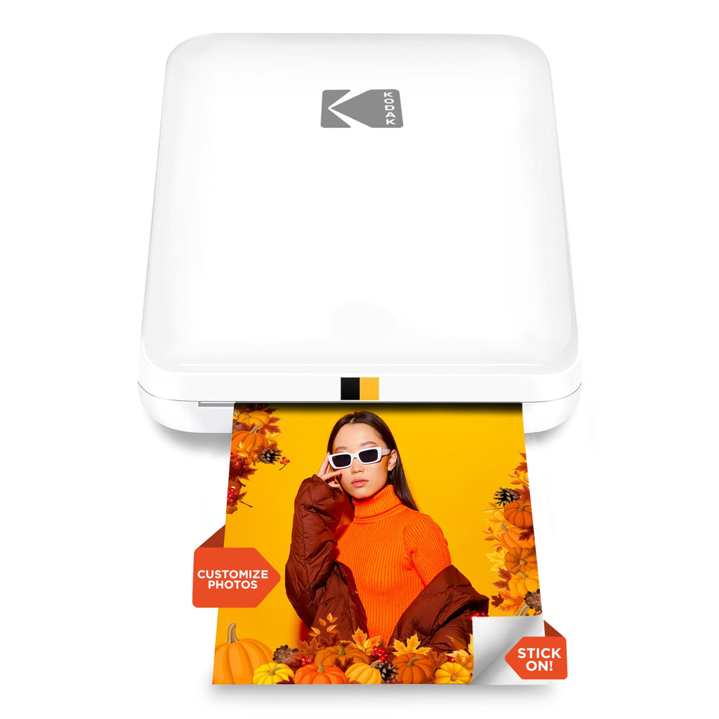 KODAK Step Slim Sofort-Smartphone-Fotodrucker - Tragbarer schlanker Farb-Mobilfotodrucker - Zink 2x3” Klebefotos - Drucken von iOS- & Android-Geräten via Bluetooth mit der Fun-App - Weiß