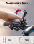 JOYROOM 2026 Handyhalterung Fahrrad, [1s Auto-Sperre][100mph Militär Anti-Shake] Handyhalterung Motorrad, [5s Install] Universal Lenker Holder für iPhone 17 Samsung S25, Alle 4,7‘’-7" Smartphone