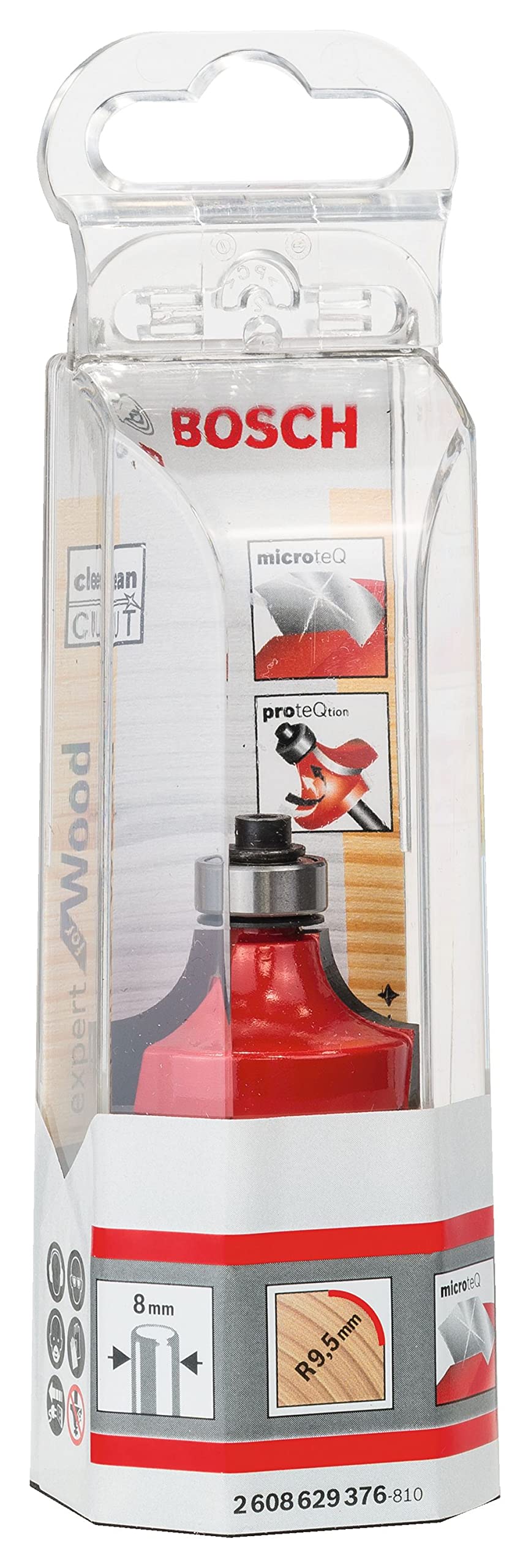 Bosch 1x Abrundfräser Expert for Wood (Radius 9.5 mm, Arbeitslänge 18 mm, Professional Zubehör Fräsen)