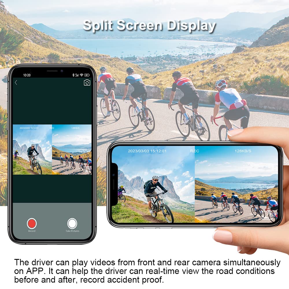 VSYSTO HD 1080P Motorrad Fahrrad Helm Kameras, Outdoor Portable WiFi Front und Rear Kamera Nachtsicht wasserdichte Action Cam DVR, Loop Recording, G-Sensor (Black-D5M)