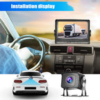 CAMECHO Rückfahrkamera 2 Kameras Set,9 Zoll LCD Monitor DVR +2 Geteilte Rück Kamera mit Nachtsicht IP69 Wasserdicht+Videoaufzeichnung für LKW/Bus/Van 12V-35V