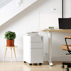 SONGMICS Rollcontainer, Aktenschrank, Büroschrank mit Rollen, Schreibtisch, Unterschrank, abschließbar, Schubladen, Dokumente in DIN-A4-, Legal-, Letter-Format, Hängeregistratur, weiß OFC030W01