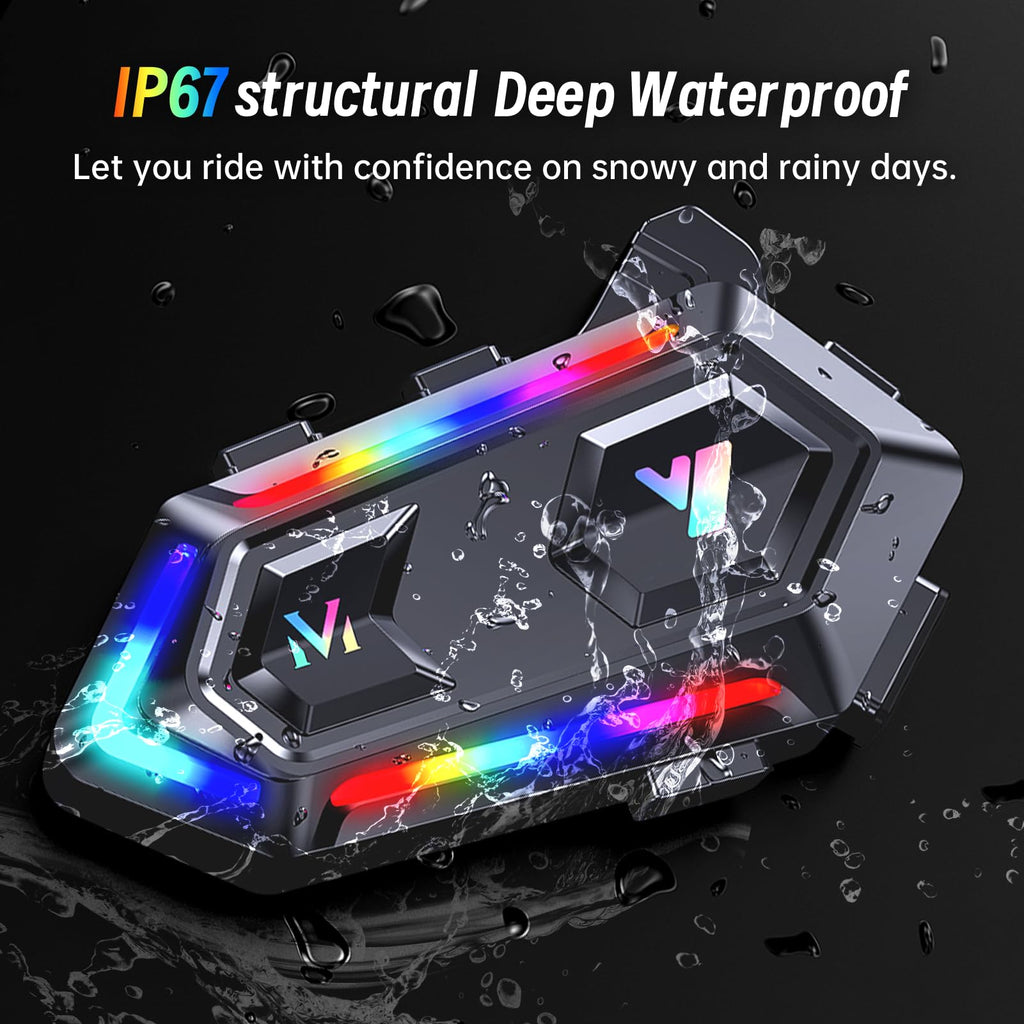 Khptop Motorradhelm Bluetooth Motorrad Helm Bluetooth Headset, doppelte Geräuschunterdrückung Helm Kopfhörer Starke Bass/IPX6 wasserdichte Kopfhörer Lautsprecher Kompatibel Alle Helme 1000mAh