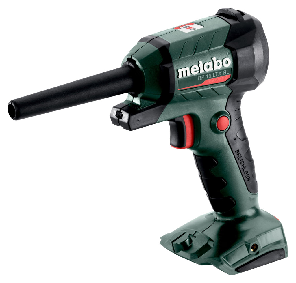 metabo Akku-Blaspistole BP 18 LTX BL - 18V, Brushless Motor, 0.7 m³/min Luftmenge, 122 m/s Luftgeschwindigkeit, LED-Arbeitslicht - Vielseitig für Reinigen, Ausblasen, Aufpumpen und Entlüften