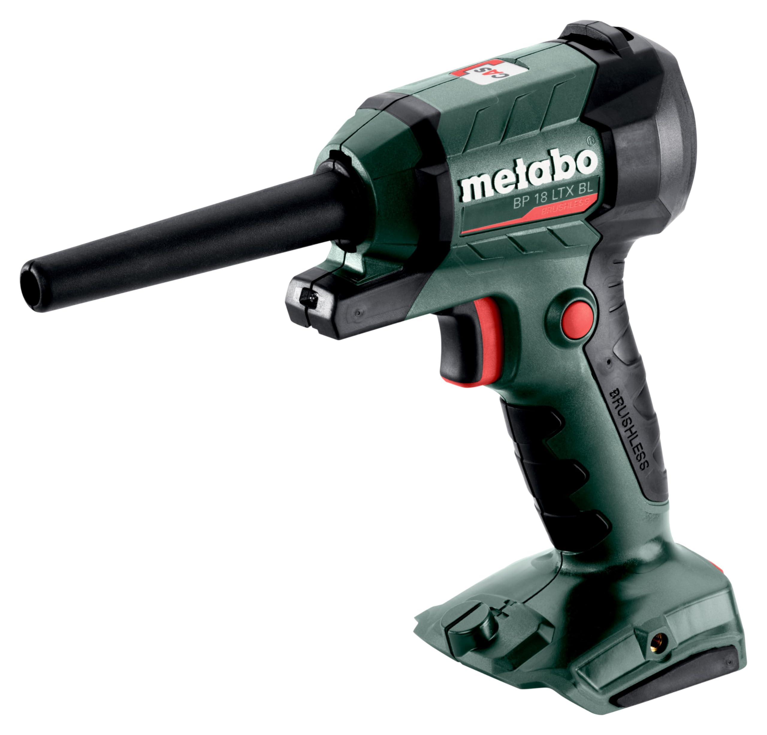 metabo Akku-Blaspistole BP 18 LTX BL - 18V, Brushless Motor, 0.7 m³/min Luftmenge, 122 m/s Luftgeschwindigkeit, LED-Arbeitslicht - Vielseitig für Reinigen, Ausblasen, Aufpumpen und Entlüften