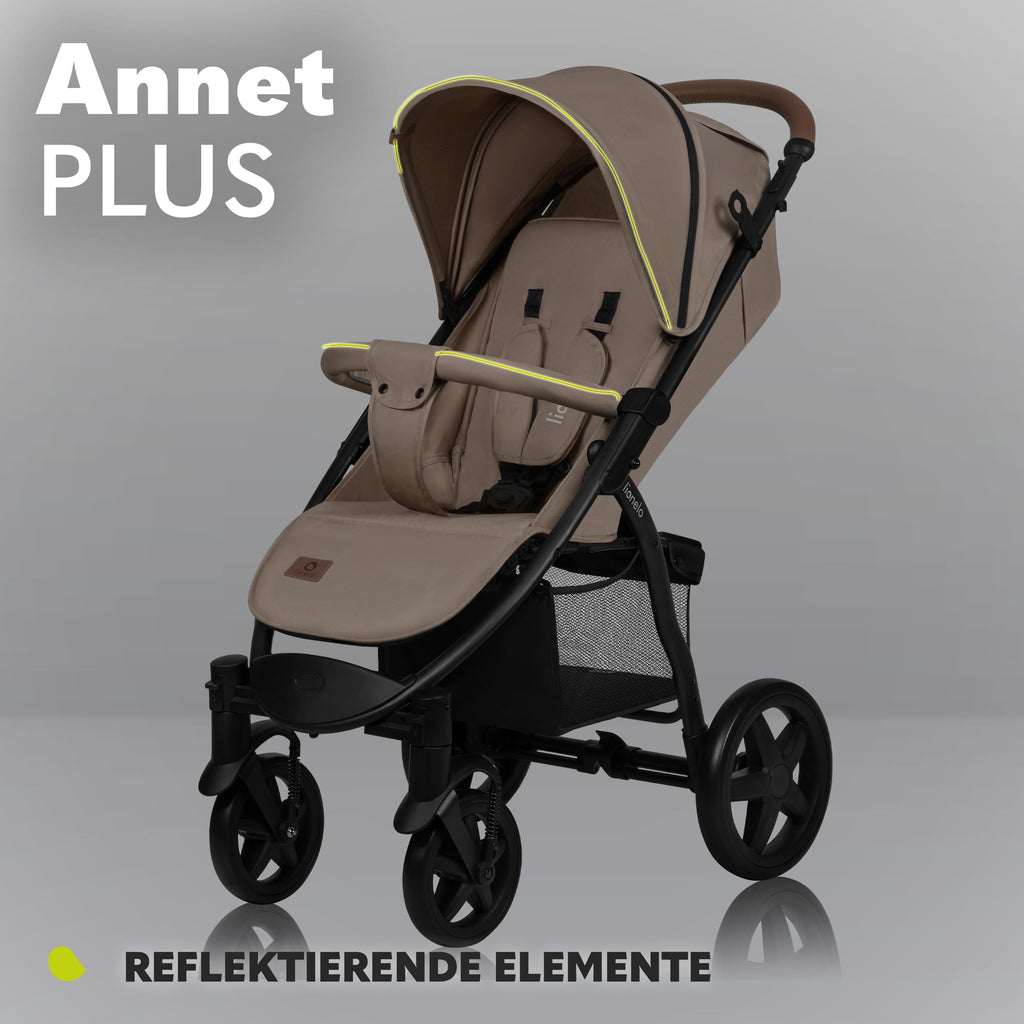 LIONELO Annet Buggy bis 22 kg mit Liegefunktion, Kinderwagen klein zusammenklappbar mit Zubehör, Eva-Schaum-Räder, Moskitonetz, Fußdecke Getränkehalter, Korb