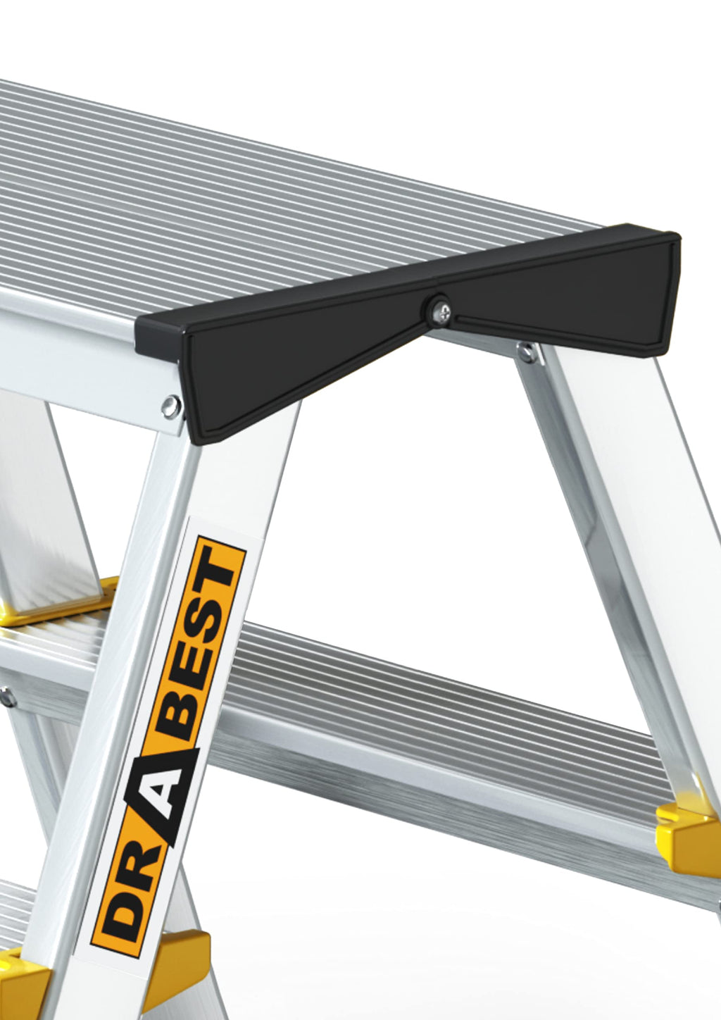 Drabest Klappleiter Leiter Klappbar 2 x 3 Stufen Alu Trittleiter Beidseitig bis 150 kg Belastbar Haushaltsleiter